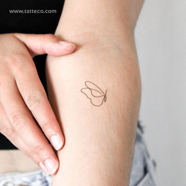 Continuous Line Butterfly Temporary Tattoo - Set of 3