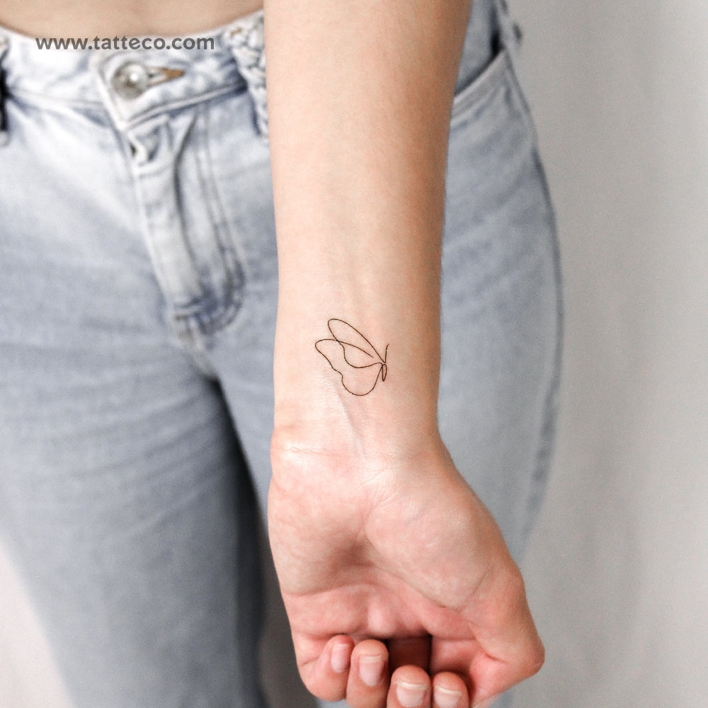 Continuous Line Butterfly Temporary Tattoo - Set of 3