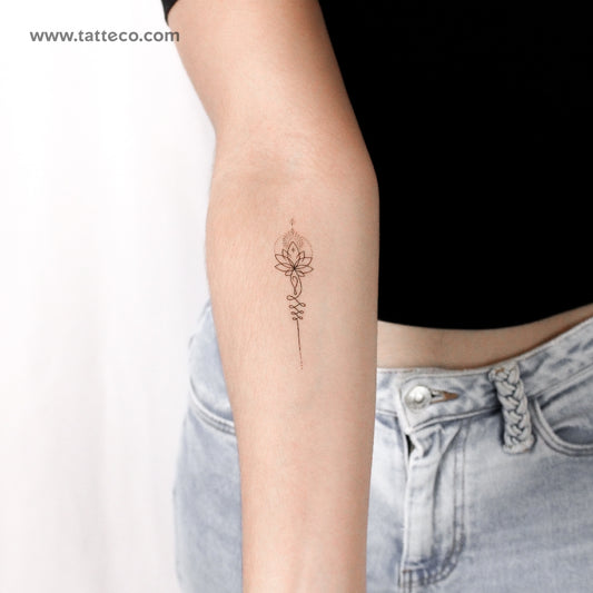 Lotus Unalome Temporary Tattoo - Set of 3