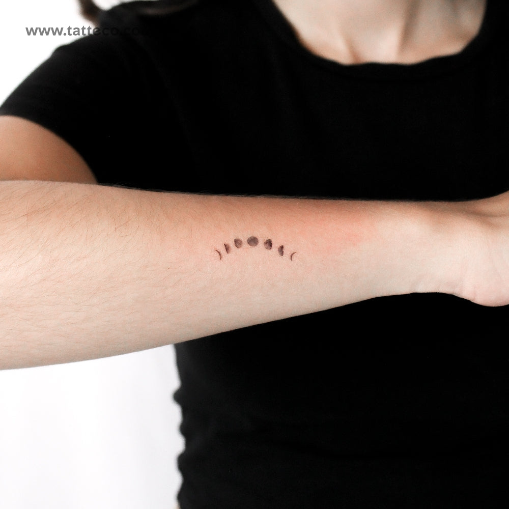 Small Lunar Phases Temporary Tattoo - Set of 3
