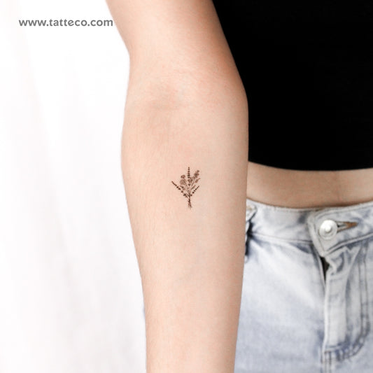 Tatuaje temporal de ramo de flores silvestres pequeño (juego de 3)
