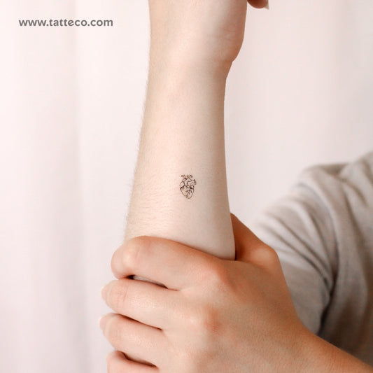 Tatuaje temporal de corazón anatómico pequeño (juego de 3)