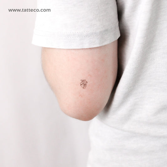 Tatuaje temporal de corazón anatómico pequeño (juego de 3)