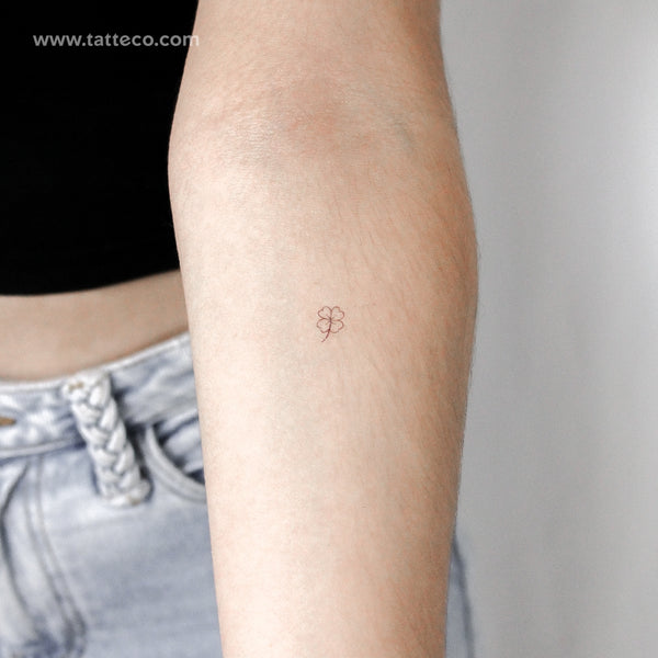 Small Fine Line Four Leaf Clover Temporary Tattoo - Set of 3