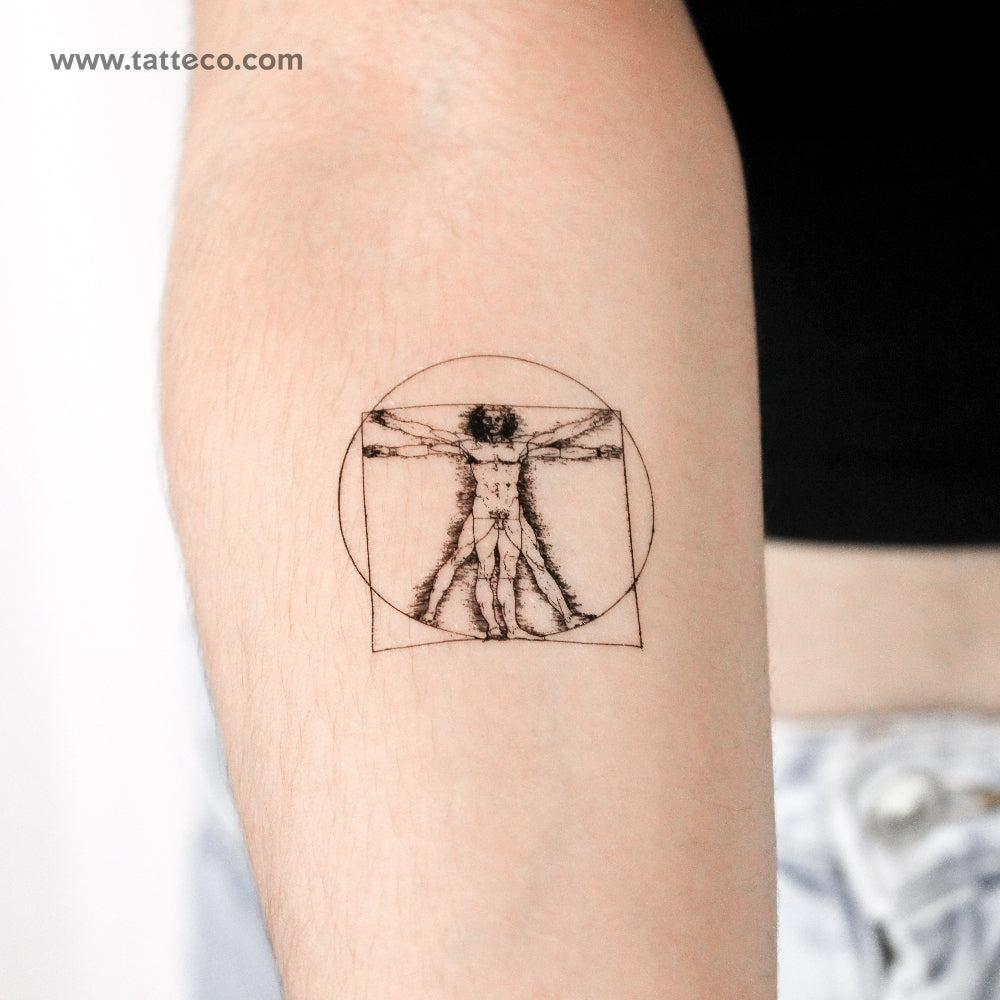 Vitruvian Man Temporary Tattoo - Set of 3