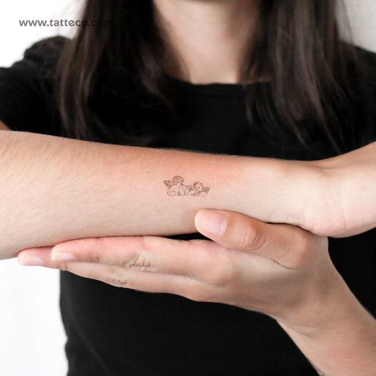 Tatuaje temporal minimalista de putti - Juego de 3