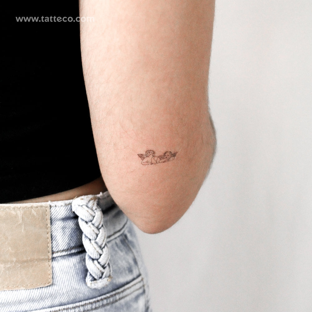 Tatuaje temporal minimalista de putti - Juego de 3