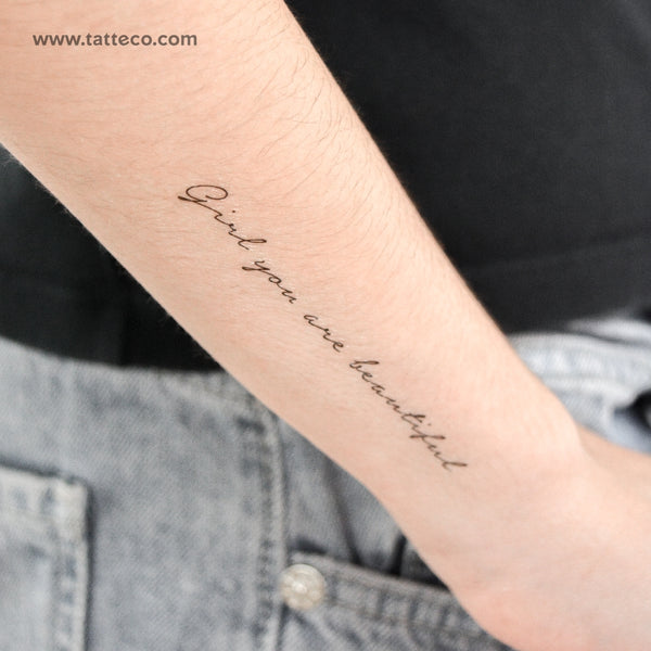Girl You Are Beautiful Temporary Tattoo - Set of 3