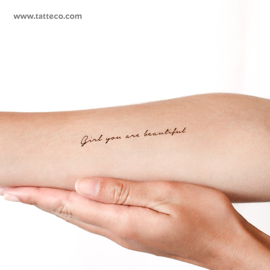 Tatuaje temporal "Chica, eres hermosa" - Juego de 3