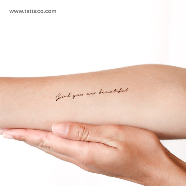 Girl You Are Beautiful Temporary Tattoo - Set of 3