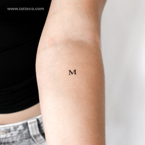 M Serif Capital Letter Temporary Tattoo - Set of 3
