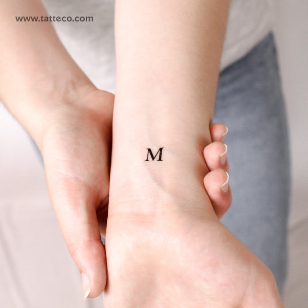 M Serif Capital Letter Temporary Tattoo - Set of 3