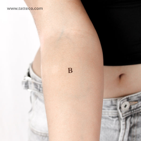 B Serif Capital Letter Temporary Tattoo - Set of 3
