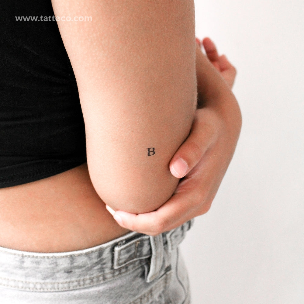 B Serif Capital Letter Temporary Tattoo - Set of 3