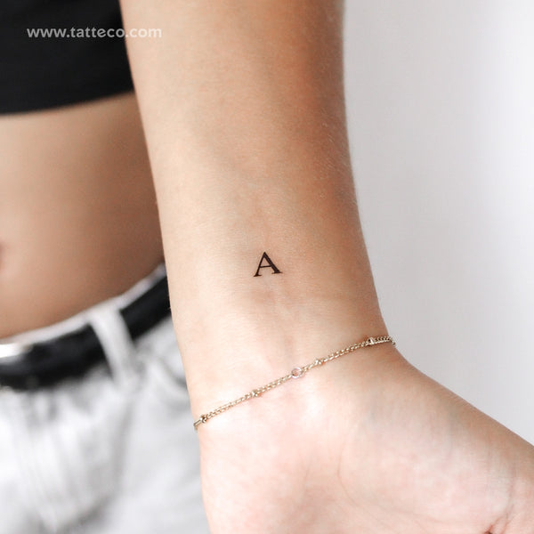 A Serif Capital Letter Temporary Tattoo - Set of 3