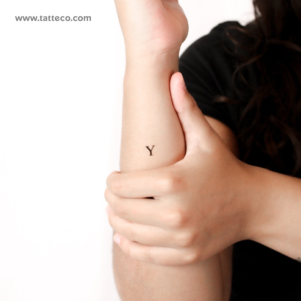 Y Serif Capital Letter Temporary Tattoo - Set of 3