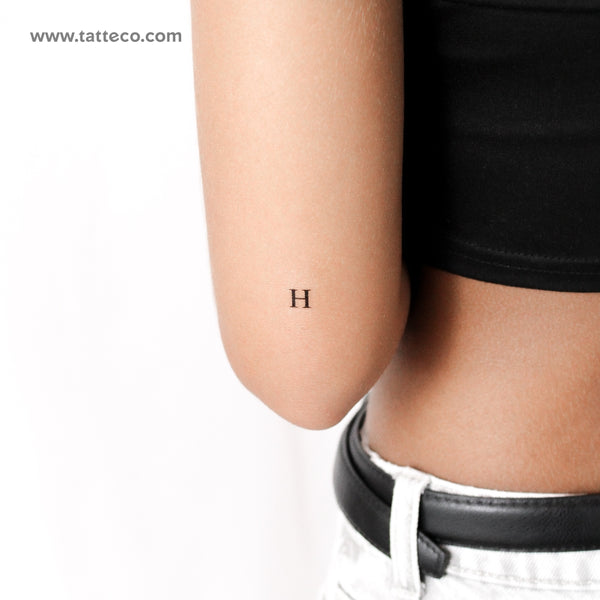 H Serif Capital Letter Temporary Tattoo - Set of 3
