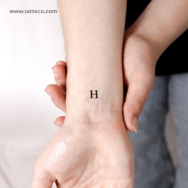 H Serif Capital Letter Temporary Tattoo - Set of 3