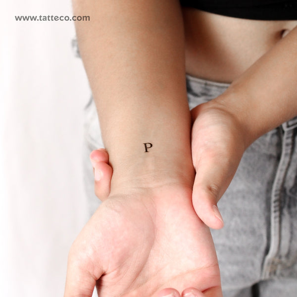 P Serif Capital Letter Temporary Tattoo - Set of 3
