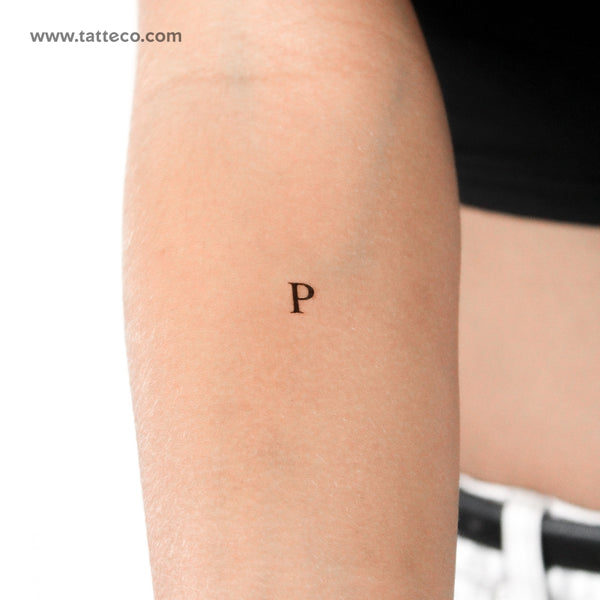 P Serif Capital Letter Temporary Tattoo - Set of 3