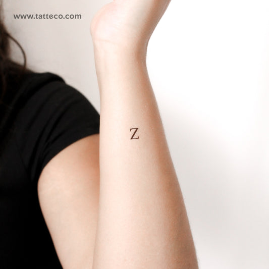 Tatuaje temporal de letra mayúscula Z Serif - Juego de 3