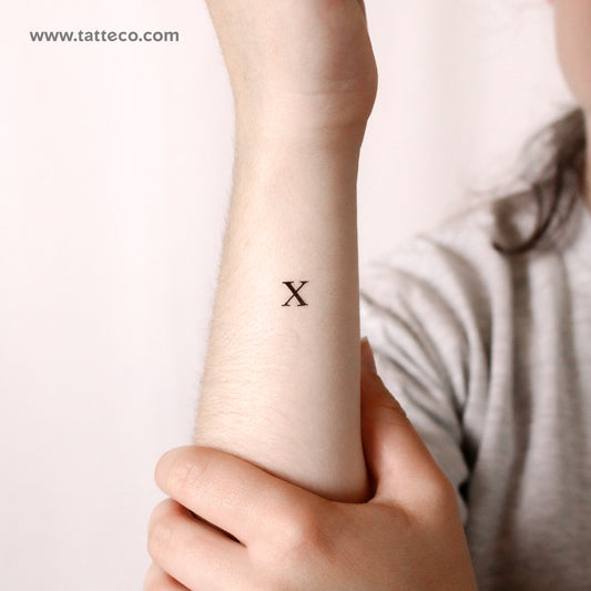 Tatuaje temporal de letra mayúscula X Serif - Juego de 3