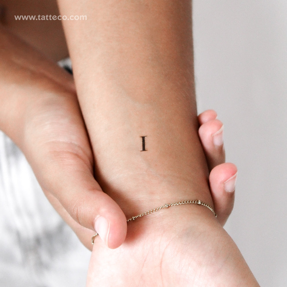 I Serif Capital Letter Temporary Tattoo - Set of 3