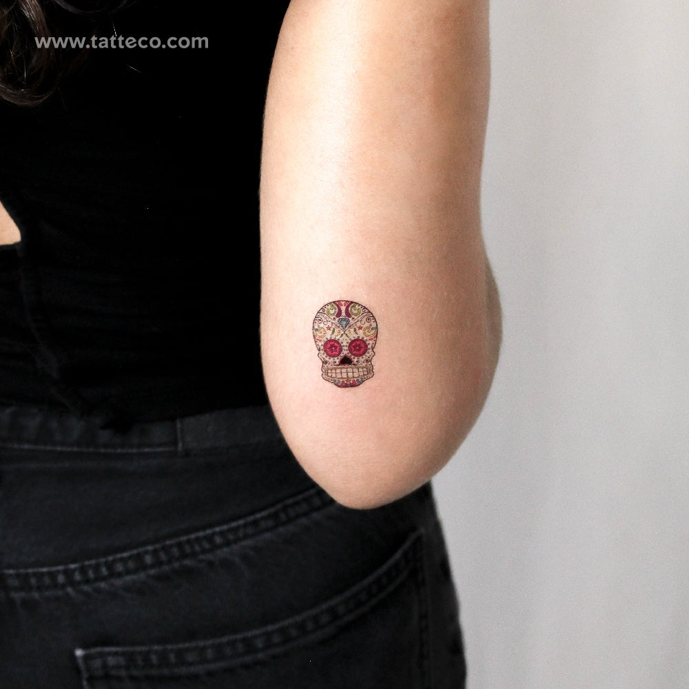 Tatuaje temporal de calavera de azúcar - Juego de 3