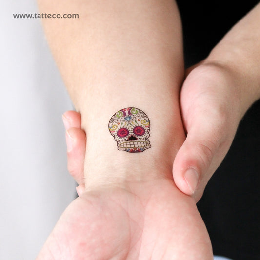 Tatuaje temporal de calavera de azúcar - Juego de 3