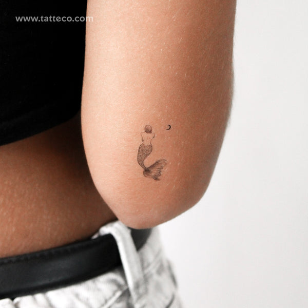 Mermaid And Moon Temporary Tattoo - Set of 3