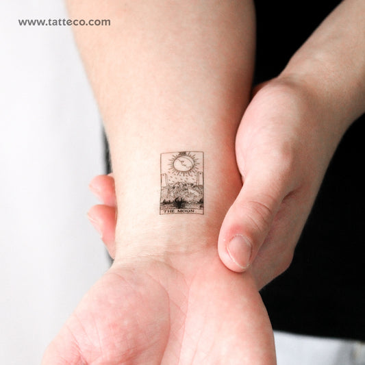 Tatuaje temporal pequeño de la carta del Tarot La Luna (juego de 3)