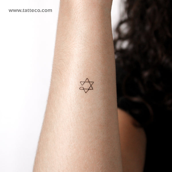 One Line Star Of David Temporary Tattoo - Set of 3