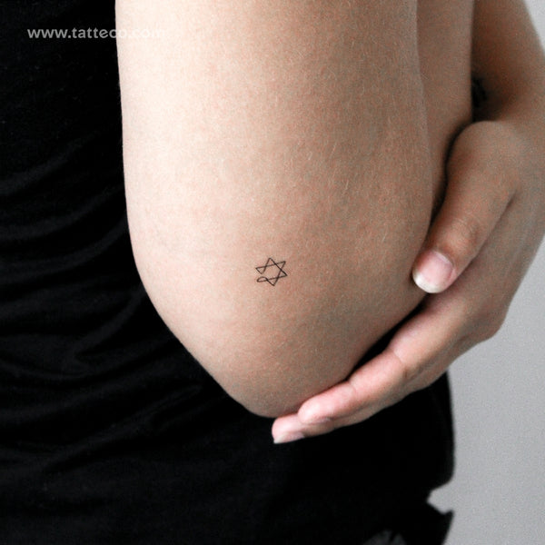 One Line Star Of David Temporary Tattoo - Set of 3