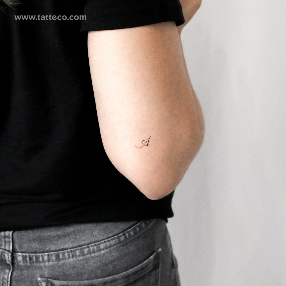 Letter A Script Temporary Tattoo - Set of 3