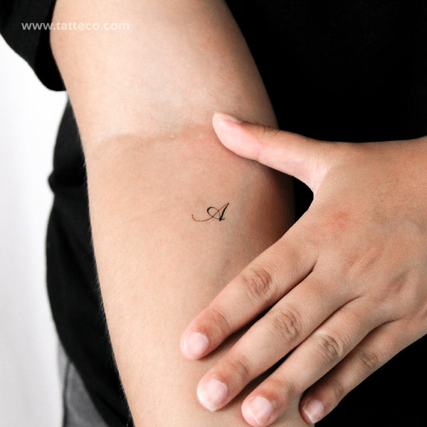 Letter A Script Temporary Tattoo - Set of 3