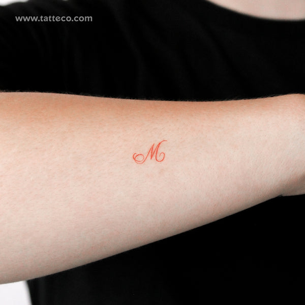 Little Red M Script Temporary Tattoo - Set of 3