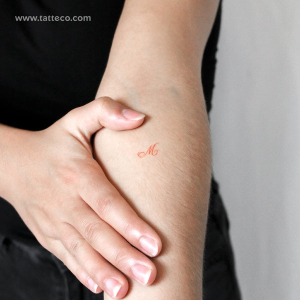 Little Red M Script Temporary Tattoo - Set of 3