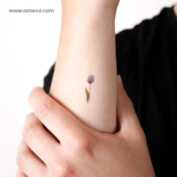 Small Blue Tulip By Lena Fedchenko Temporary Tattoo - Set of 3