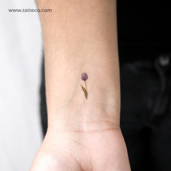 Small Blue Tulip By Lena Fedchenko Temporary Tattoo - Set of 3