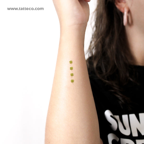 Four Tiny Four Leaf Clovers Temporary Tattoo - Set of 3