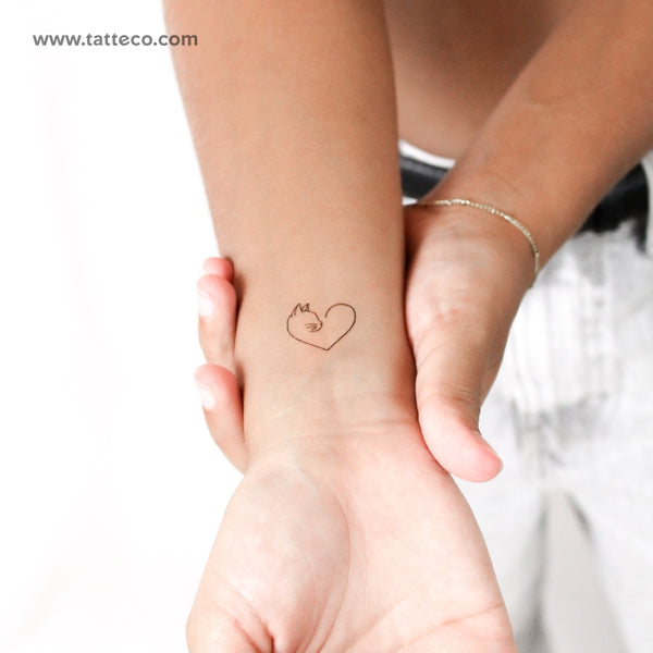 Cat Lover Heart Temporary Tattoo - Set of 3