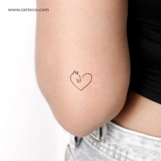 Cat Lover Heart Temporary Tattoo - Set of 3