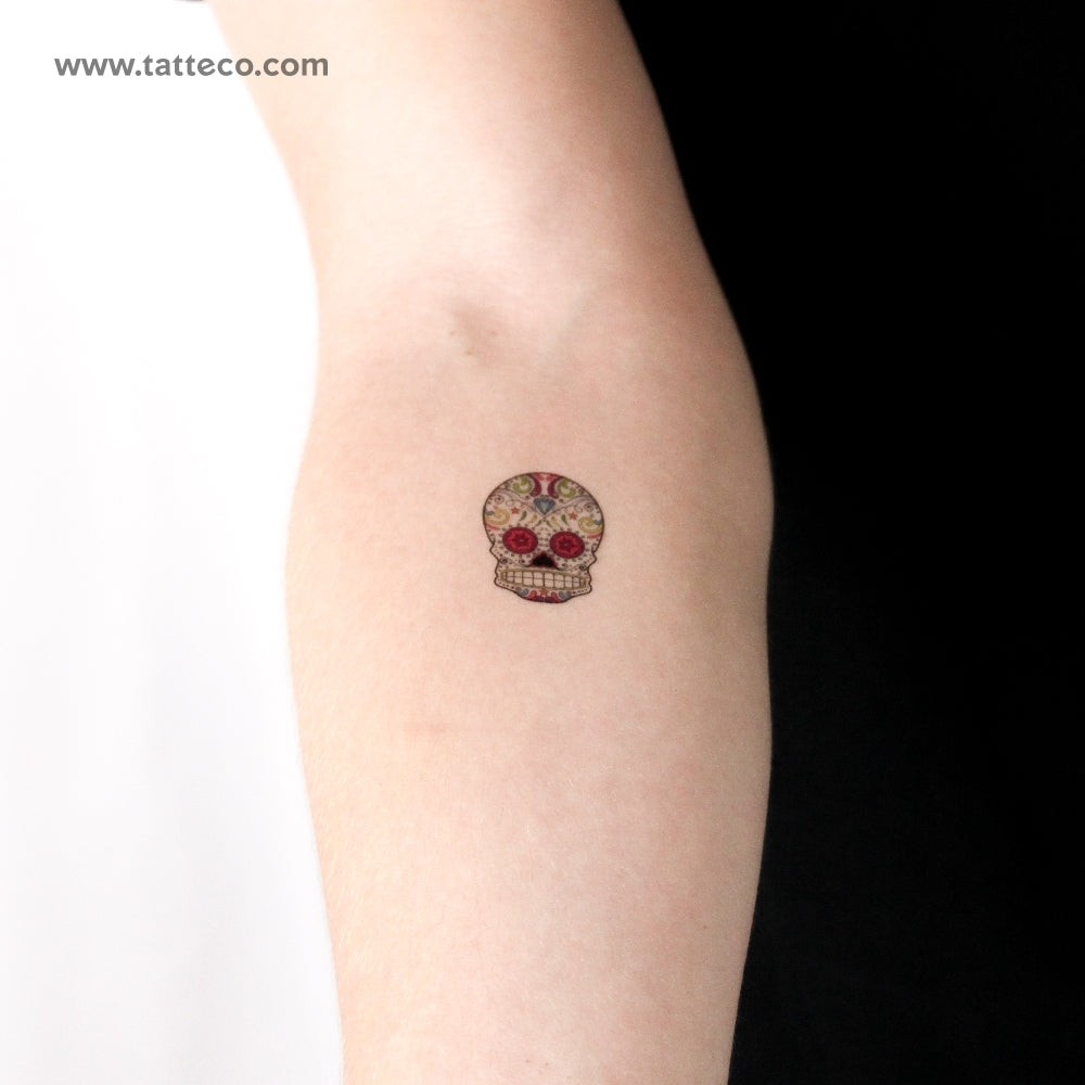 Tatuaje temporal de calavera de azúcar - Juego de 3