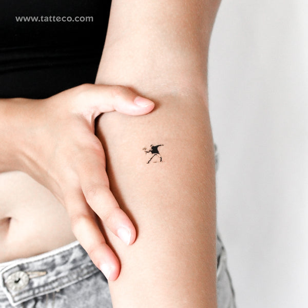 Tiny Flower Thrower Temporary Tattoo - Set of 3