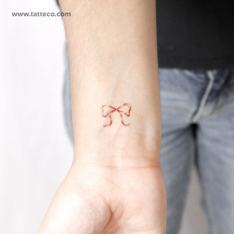 Red Ribbon Temporary Tattoo - Set of 3