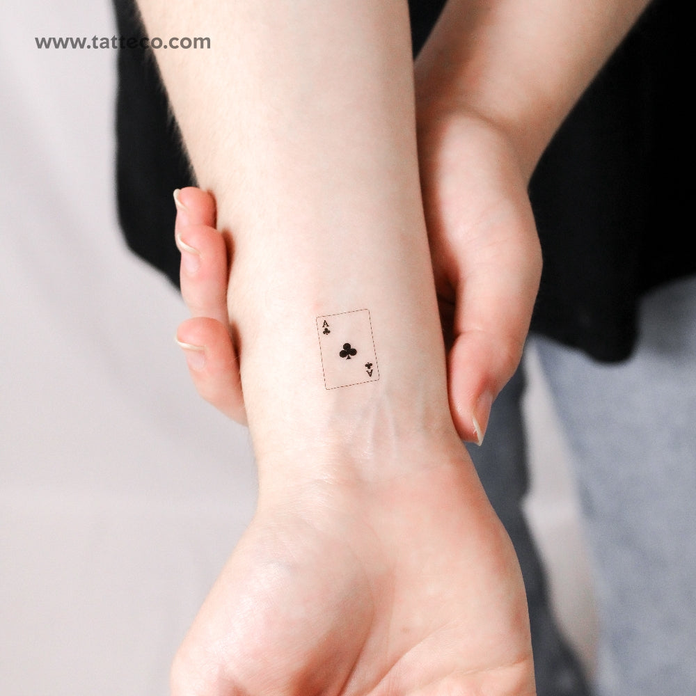 Tatuaje temporal de la carta del as de tréboles (juego de 3)
