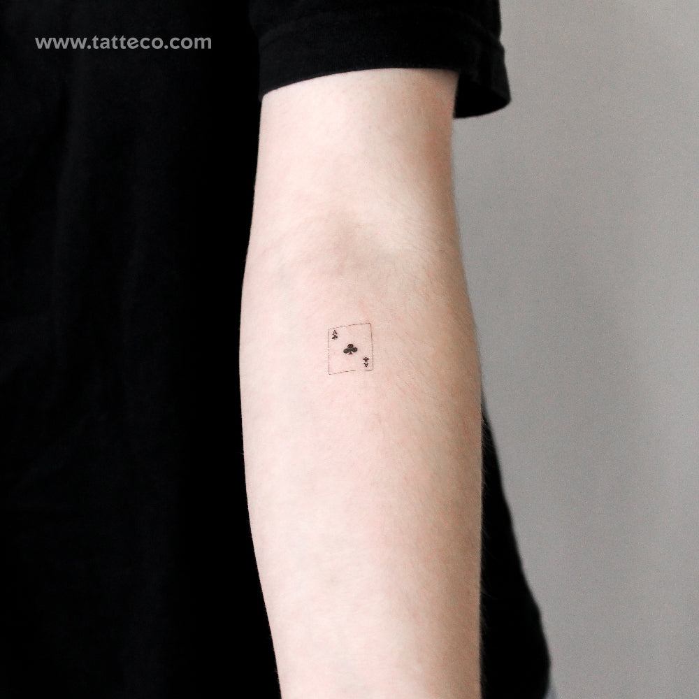 Tatuaje temporal de la carta del as de tréboles (juego de 3)