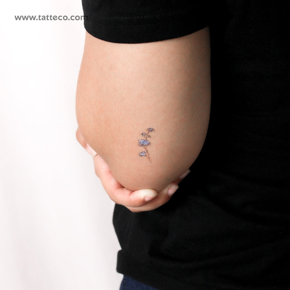 Small Blue Baby's Breath Temporary Tattoo - Set of 3