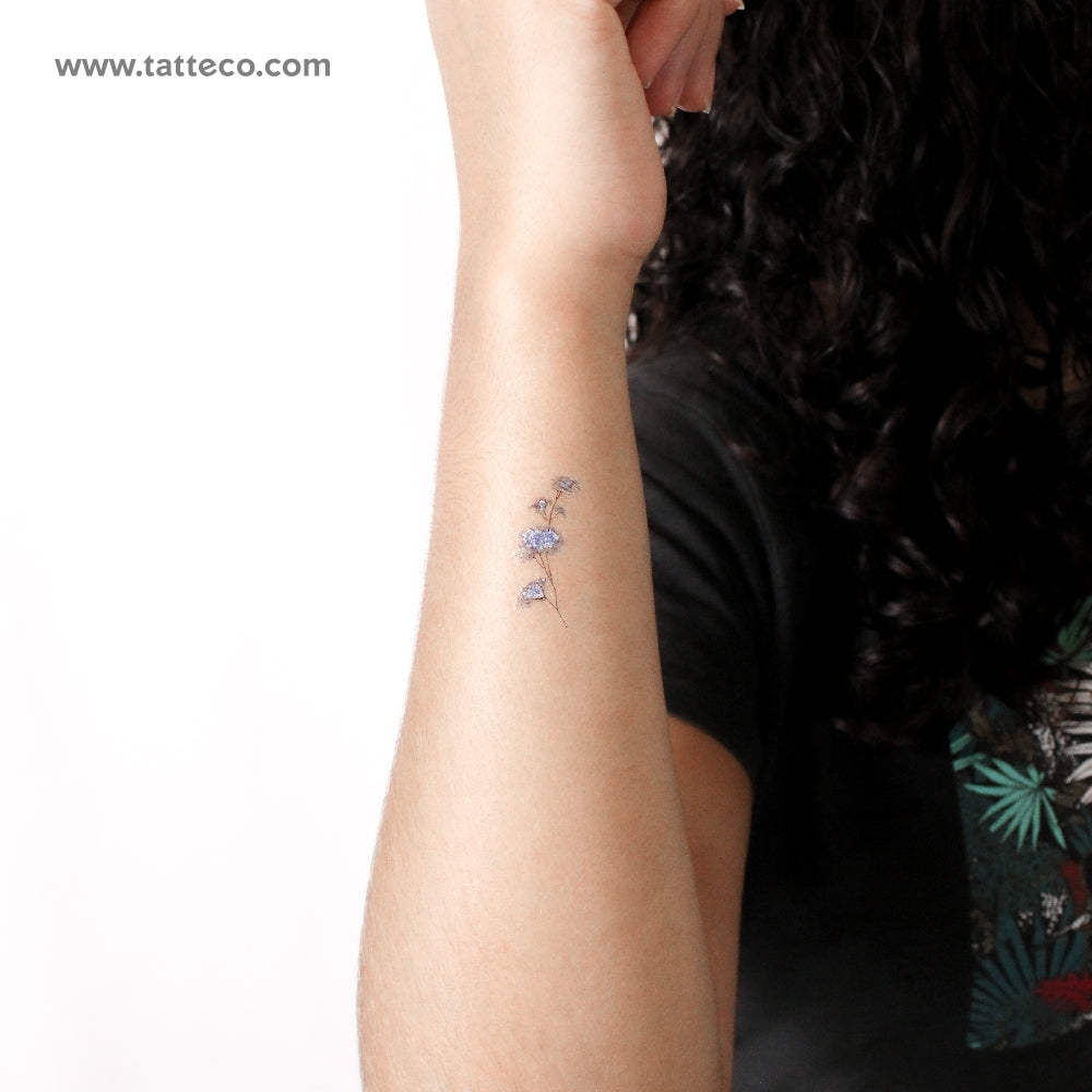 Small Blue Baby's Breath Temporary Tattoo - Set of 3