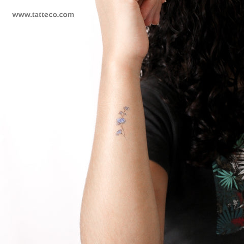 Small Blue Baby's Breath Temporary Tattoo - Set of 3